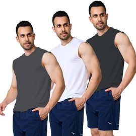 JUNMAO Men's Workout Tank Top Quick Drying Gym Muscle Tee Fitness Basketball Swimming Beach Leisure Sleeveless Muscle Shirt