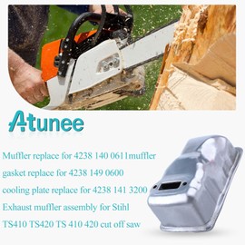 Atunee 4238 140 0611 Exhaust Muffler Gasket Cooling Plate Kit for Stihl TS410 TS420 TS 410 420 Cut Off Saw Replace 4238 149 0600 4238 141 3200