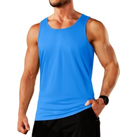 TACVASEN Cotton Sleeveless Shirts for Men Moisture Wicking Breathable Shirt Beach Training Workout Tank Top for Men Azure Blue M