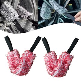 Jxueych Microfiber Multi-Use Cleaning Tool - Crevice Cleaning Brush, Wheel Cleaning Brush, Car Detailing Clean, New Multifunctional Cleaning Brush Tool (2, Red)