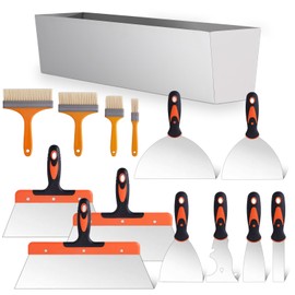 Drywall Knife Set, 14Pcs Stainless Steel Putty Tools Includes Putty Knife, Taping knife, Painter Scraper Tool & 14" Mud Pan Perfect for Drywall Joint Taping, Finishing and Patching