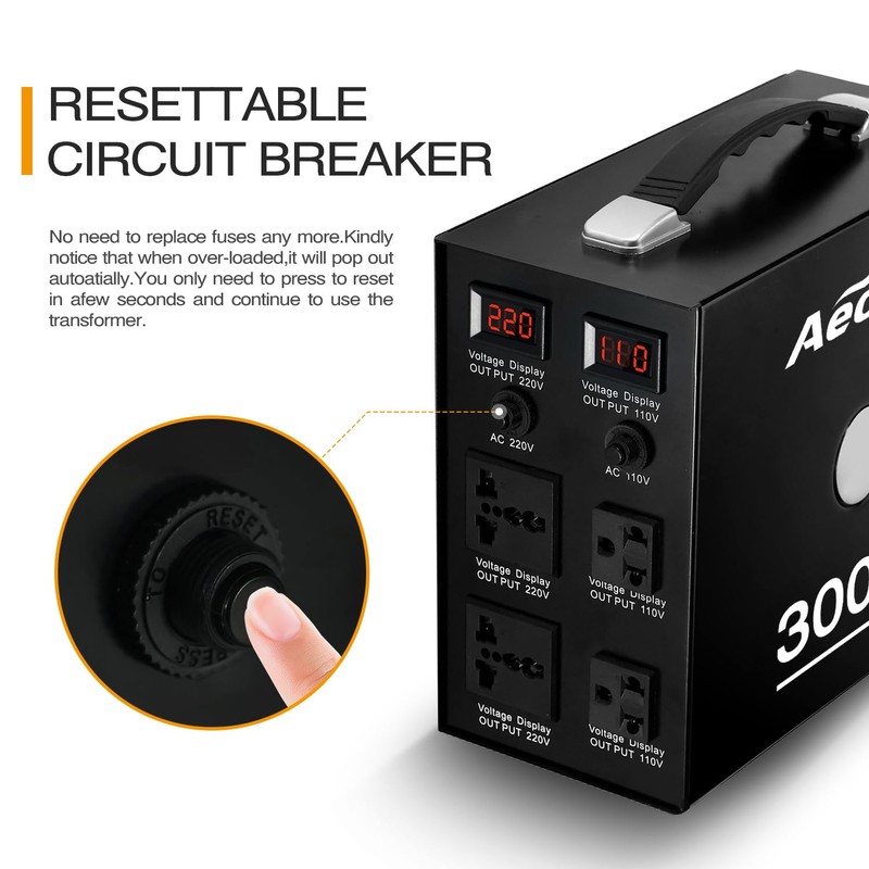 AEOLISS Voltage Converter Transformer 110V to 220V/220V to 110V International