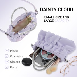 Purple Cloud Pattern Hobo Bags for Women, Small Size Shoulder Purse Handbag with Removable Straps for Crossbody and Hand Carry