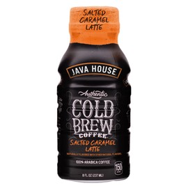 Java House Cold Brew Coffee Ready to Drink Bottles - Salted Caramel Latte - Pack of 12 8oz Bottles - 100% Arabica Coffee