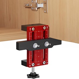 Cabinet Door Installation Positioner, Adjustable Cabinet Hardware Jig, Versatile Hardware Jig High Protective Woodworking Tool for Most Cabinet Doors (Aluminum-Alloy Red)