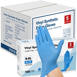 Schneider Schneider Blue Vinyl Synthetic Exam Gloves, Small, Case of 1000, 4-mil, Powder-Free, Latex-Free, Non-Sterile, Disposable Gloves