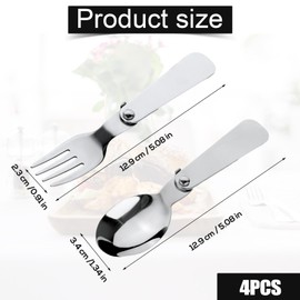 BOXOB 2pcs Folding Spoon & 2pcs Foldable Forks for Thermos Funtainer 10oz Food Jars, Portable Replacement Stainless Steel Spoons Forks for Travel Camping Picnic Outdoor Activities