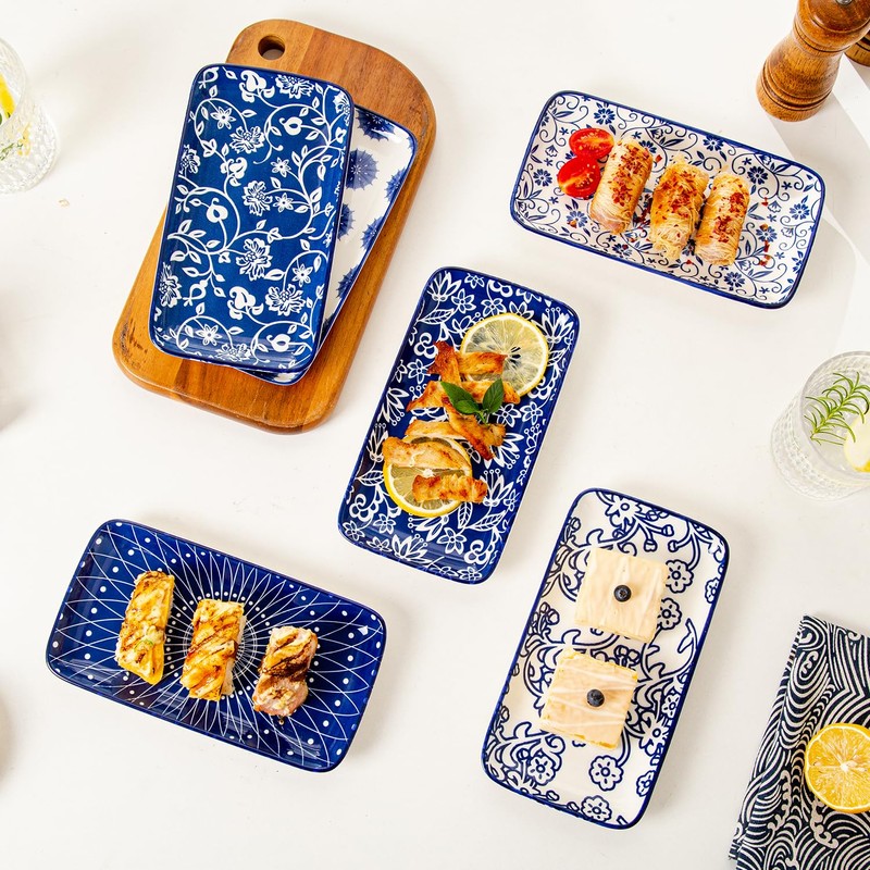 Cerkik Rectangle Serving Platter Set - 8 Inch Ceramic Dinner