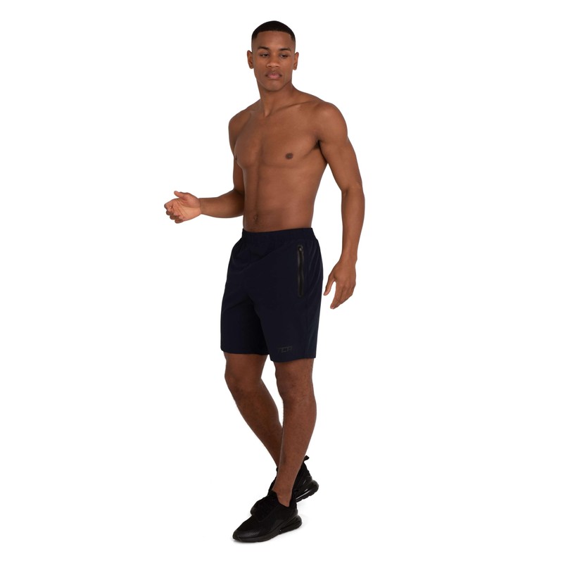 TCA Elite Tech Running Shorts Men's with Zip Pockets, blue,