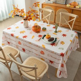 Karseteli Thanksgiving Tablecloth for 60 x 102 Inch Rectangle, Farmhouse Fall Table Cloth Washable, Pumpkin and Leaves Decor Table Cover for Holiday Dinner and Party Decor