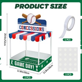 Willinglong 2 Set Baseball Party Decoration Concession Treat Stand 20.5" x 12" Extra Large Treat Stadium Sports Cupcake Holders Paper Table Centerpieces for Dessert Snack Displays Supplies