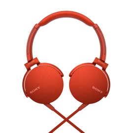 Sony Headphones Heavy Bass Model MDR-XB550AP: Foldable with Remote and Microphone, Red MDR-XB550AP R