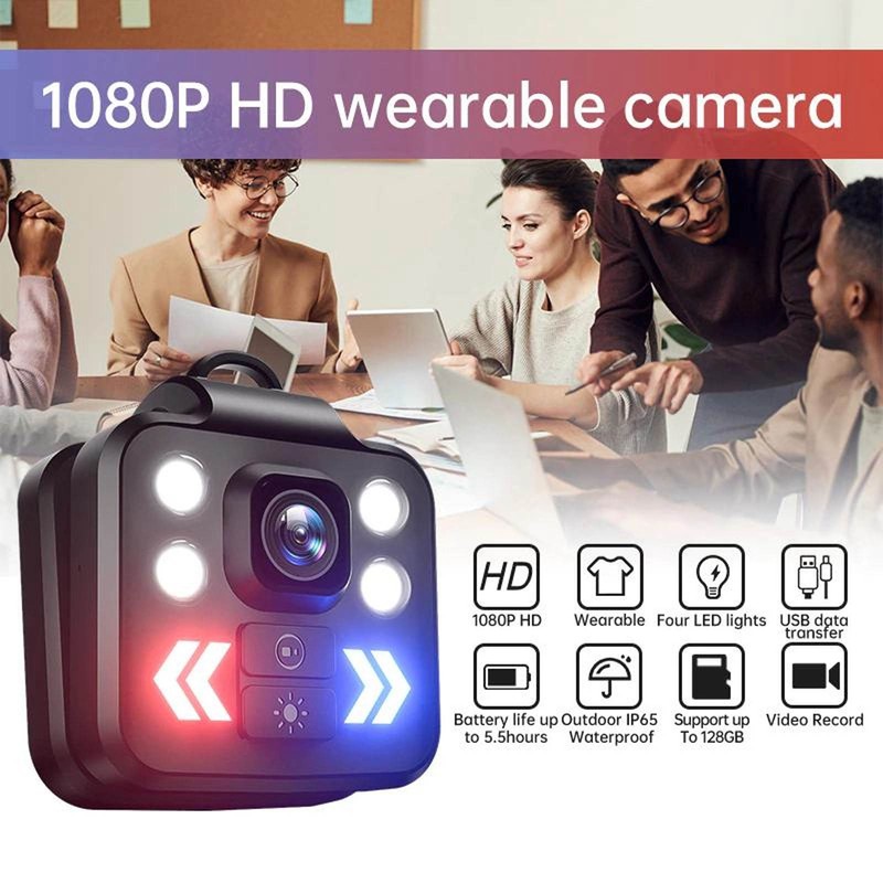 Body Camera 1080P HD Video Record Waterproof Portable Wearable Camera