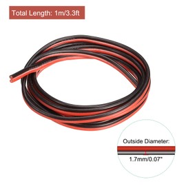 MECCANIXITY 22 Gauge Wire 2 Conductor Parallel Silicone Wire 22AWG Stranded Wire Electrical Wire Tinned Copper Wire 1m/3.3ft for LED Strip Extension Cable, Car Model, Internal Wiring