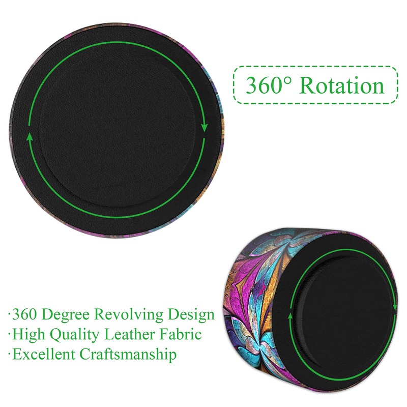 Czzmy Round Leather Art Supply Organizer,Remote Control Holder,360 Degree Spinning,Multi-Functional