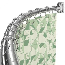 Curved Shower Curtain Rod， Adjustable 33-78 Inches Silver All Stainless Steel Curved Shower Rod， Shower Curtain Rod for Extra Shower Space for Bathroom, Bathtub, Stall, No Rust, Need to Drill