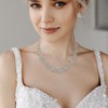 Ever Faith Wedding Cluster Flower Leaf Necklace Earrings Set Clear