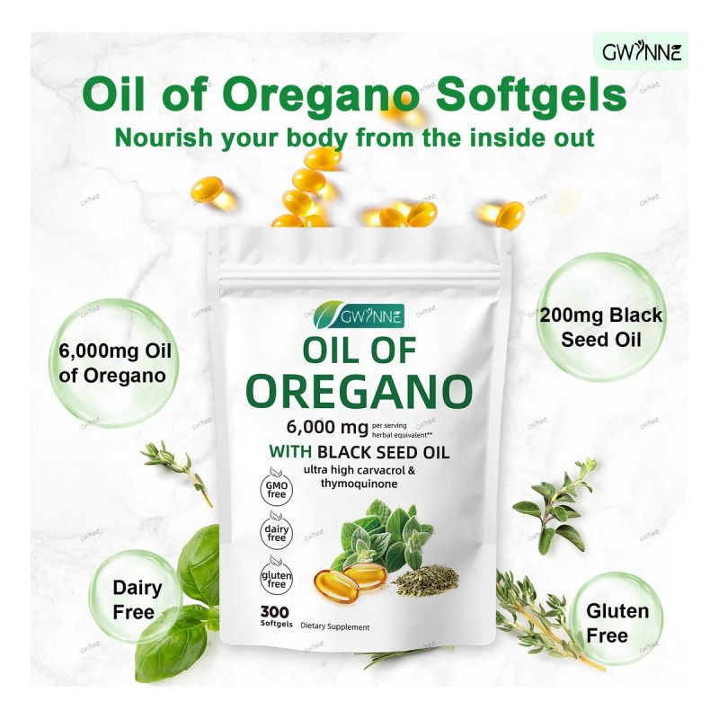 Oil Of Oregano Blandas 6000mg Por Dosis 300 Cpsulas Sin