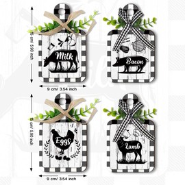 PH PandaHall 4pcs Farmhouse Kitchen Signs, Cow Rooster Pig Wood Sign Kitchen Wall Decor Hanging Plaques Rustic Wooden Signs Eat Sign Board Sign for Home Kitchen Wall Table Decor Store Market