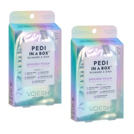 VOESH VOESH Pedi in a Box Glimmer - 2 Packs, Unicorn Peach, Pedi in a Box, Spa Pedicure Kit, Sparkly Pedicure, DIY Pedi, Foot Care, At-Home Pedi Products, Vegan Skincare