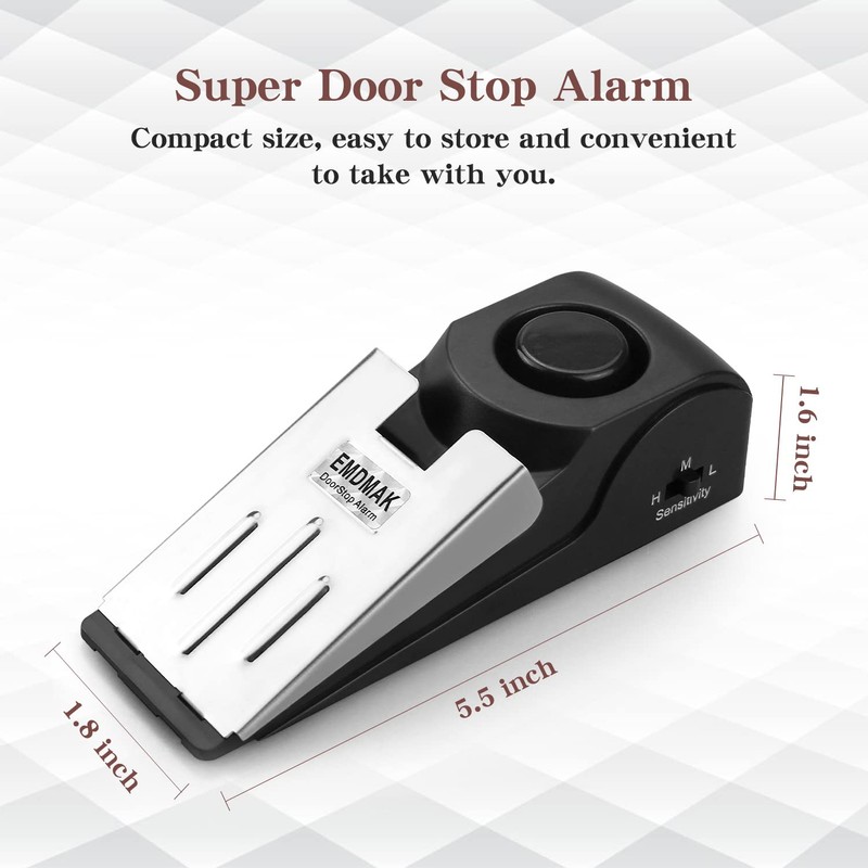 EMDMAK Door Stop Alarm with 120DB Siren Door Stop for
