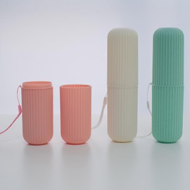 DJRDym Toothbrush Travel Case Set, Portable Toothbrush Holder Multifunction Travel Cup for Traveling, Camping, Home, School, Business, Bathroom, 3 Pack (White,Green,Pink)