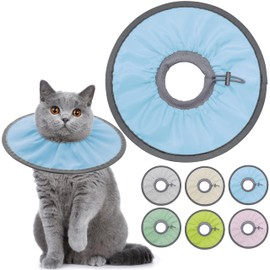 Seyezo Lightweight Cat Cone Collar Soft, Soft Comfortable Cat Recovery Collar After Surgery, Elizabethan E Collar for Cats, Cone for Cats to Stop Licking (Baby Blue, Medium)