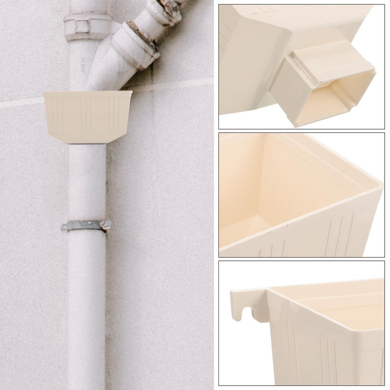 HOMSFOU Square PVC Downspout Adapter 9.25X6.29X5.31 Inches Rain Gutter Collector