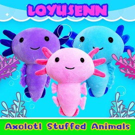 LoYuSenn Blue Axolotl Plush Toy Stuffed Animals, 10-Inch Cute Axolotl Stuffed Animal Plush Toys for Kids and Babies, Kawaii Plushies, Party Favors, Decorations and Pillows