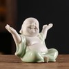 Houlu Small Green Laughing Buddha Statue for Home Decor, Ceramic