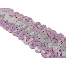 キラリ手芸部 No.1700スパンコールブレード収縮性タイプ_ピンク色_幅3.0cm×長さ2ｍ巻き シークイン sequin