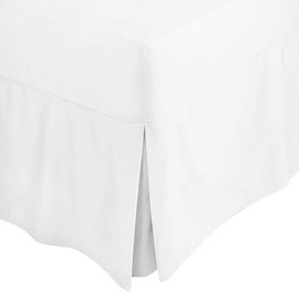 Valance Pleated 100% Egyptian Cotton Fitted Bed Sheets - White - Double