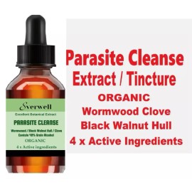 8verwell Parasitic Cleanse Organic Tincture Extract: Wormwood, Black Walnut Hull & Clove - 2.2oz