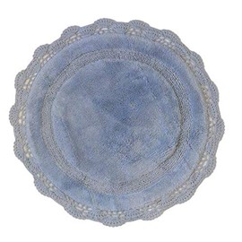 WARISI - Crochet Collection - Designer, Plush 100% Cotton Round, Oval Bath Area Rug (28 inches, Baby Blue)