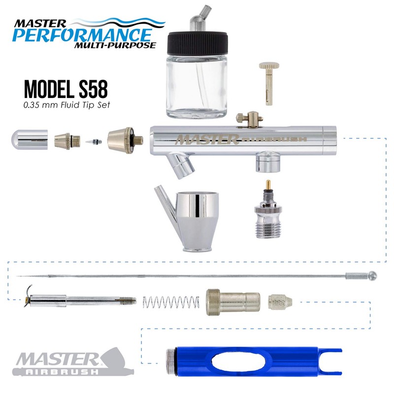 Master Airbrush Multi-Purpose Precision Dual-Action Siphon Feed Airbrush Gun with