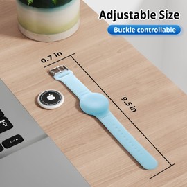 Foweroty AirTag Bracelet for Kids, Waterproof Cute Print Air tag Holder for Kids with Soft Silicone Full Coverage Anti-Lost Hidden Airtag Wristband Accessories for Child, Luminous Blue