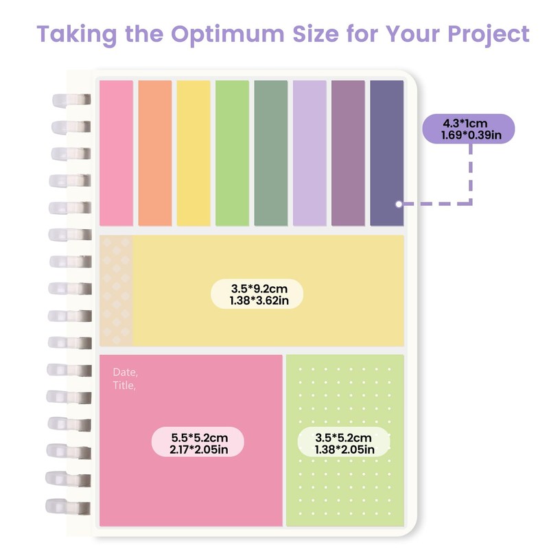 2-in-1 Sticky Notes Set - 220 Sheets Candy Color Sticky