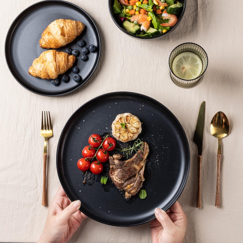 AmorArc Ceramic Dinner Plates Set of 6, Wavy Rim 10.5