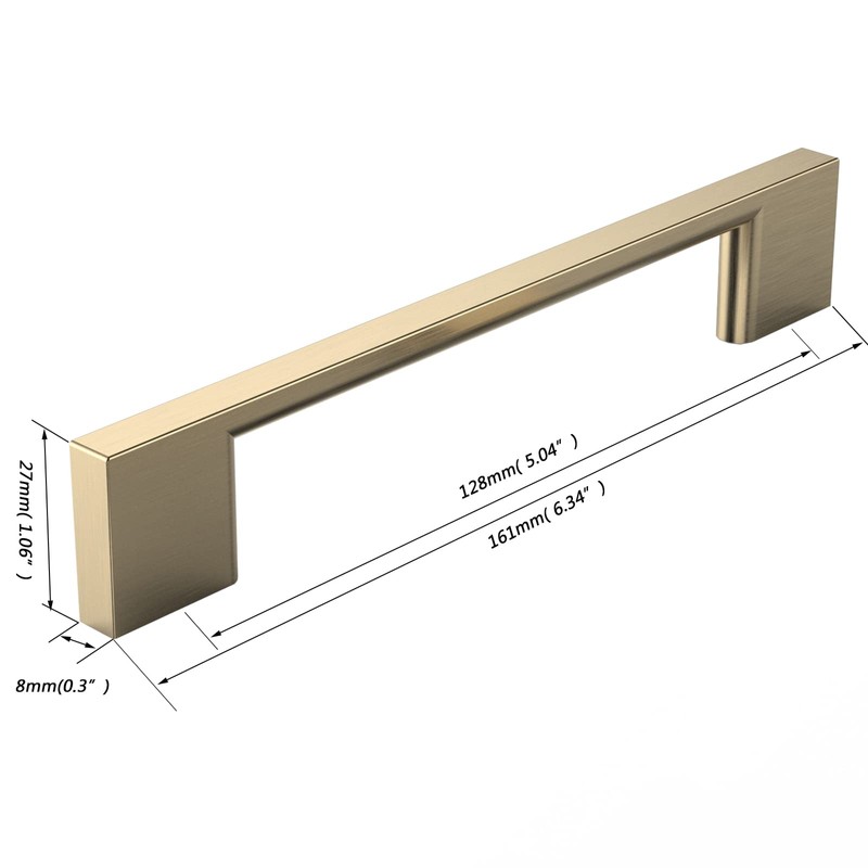 FURNIWARE 5 Pack Cabinet Pull,Brass Cabinet Handles,Hardware Drawer Pulls,Solid Aluminum