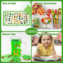 Leesgel Temporary Tattoos for Kids St Patricks Day Decorations, 10 Sheets Shamrock/Leprechaun Hat/Balloons Tattoo Stickers for St Patricks Day Fancy Dress Accessories, Irish Party Supplies Favours