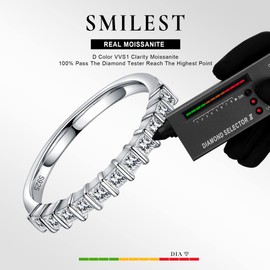 SMILEST Princess Moissanite Wedding Band for Women, 2MM D Color VVS1 Clarity Lab Created Wedding Rings 925 Sterling Silver Moissanite Rings for Women Stackable Rings for Women