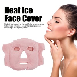 Face Mask Sleeping Hot Cold Compress Gel Bead Face Cover Soft Swelling Stress Relief Heat Ice Pack Face Cover (Pink)
