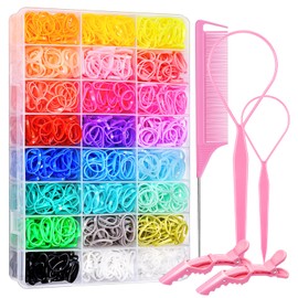 Hair Tail Tools, IKOCO 1500pcs Colorful Elastic Hair Rubber Bands with Topsy Tail Hair Tool Rat Tail Comb and Hair Clips for Women Hair Styling