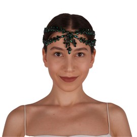 LIMELIA Bride Pediment for Henna Wedding | Glitter Bridal Hair Accessories, Crowns for Birthday Pageant Costume Party | Sultan Design - Green