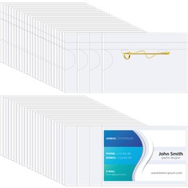 Eaasty 200 Pcs Name Tags with Pins ID Clear Plastic Badge Holder Pin Style Name Badge Holders with Inserts ID Card Plastic Badge Sleeve, 2.44 x 3.58 Inch(Gold Clip)