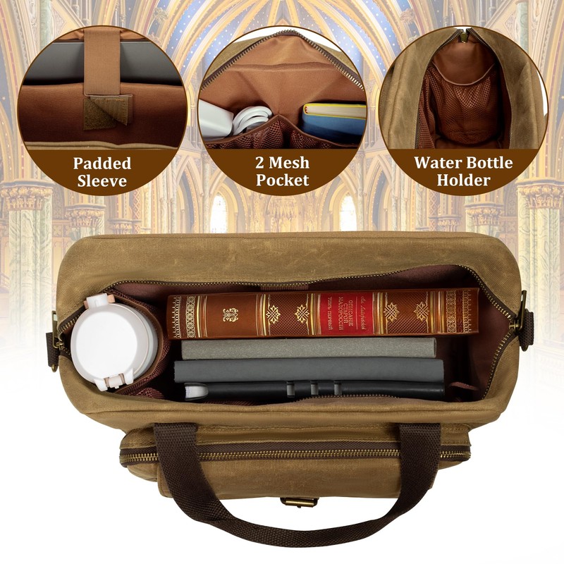 Damero Bible Tote Bag for Men, Large Bible Bag with