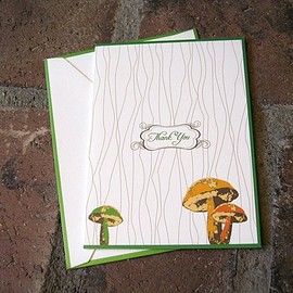 Signature Line - Mushroom Folded Thank You Card (1 Card + 1 Envelope) | Rungtong & Co. Stationery Line
