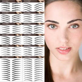 Aresvns Black Eyebrows Tattoo Sticker 132 Pairs, 4D Fake Eyebrows ,12 Popular Eyebrow Shapes,Suitable Size,Good looking Eyebrows Tattoo Waterproof and Long-Lasting 3-4 days
