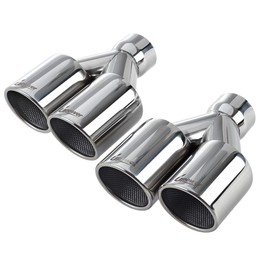 Upower 2.5" to 3.5" Dual Staggered Exhaust Tips 2 1/2 inch Inlet 3 1/2 inch Outlet 9.5" Long 304 Polished Stainless Weld On Double Wall Slant (Pack of 2)