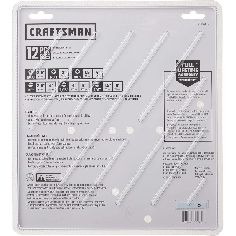CRAFTSMAN 12 pc Screwdriver Set, phillips slotted magnetizer new CMHT65044
